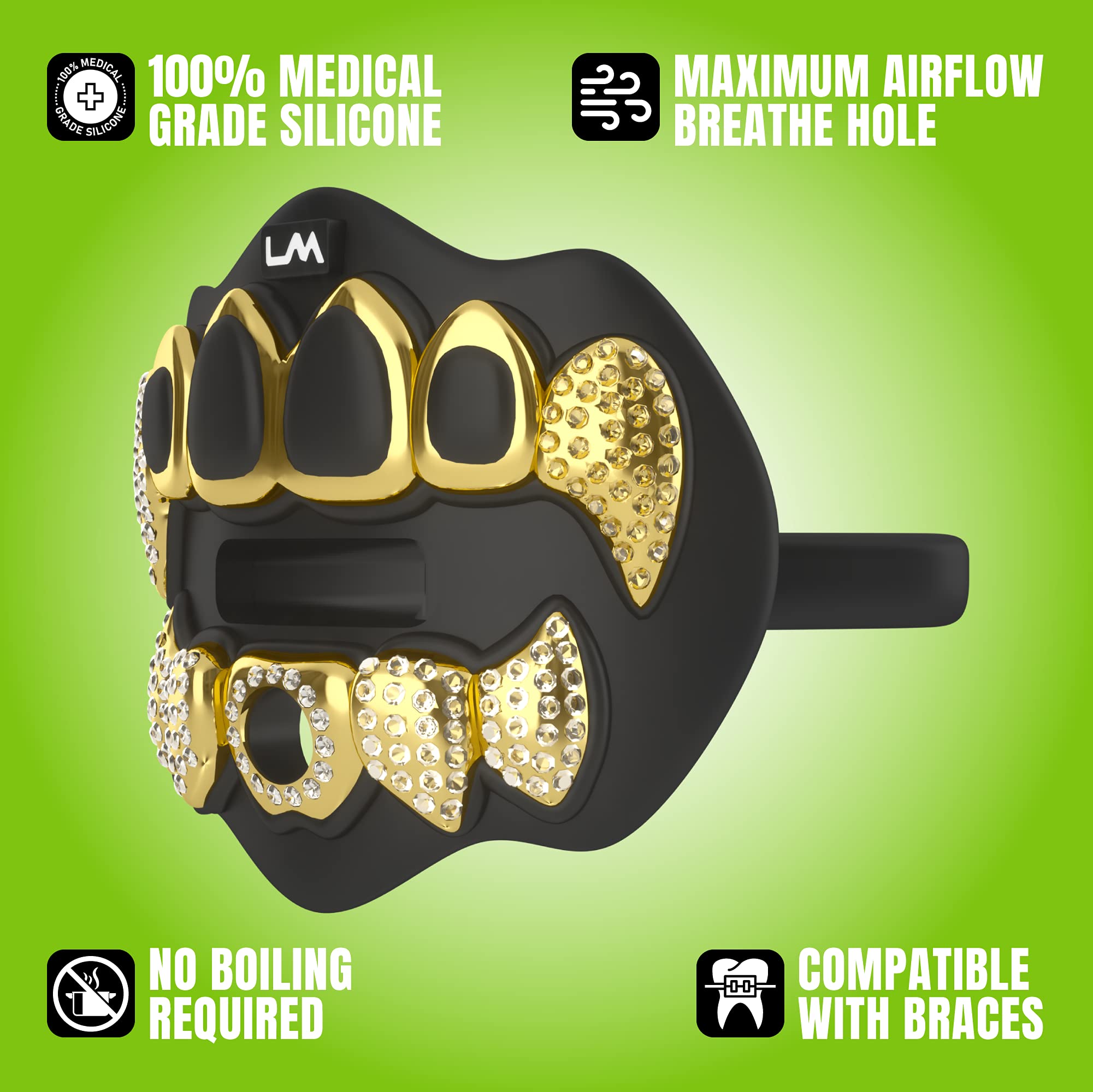 Loudmouth Football Mouth Guard - 3D Bling Chrome Grillz Football